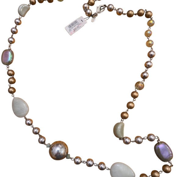 Chico's Gold and Silver Beaded Necklace - Picture 1 of 8